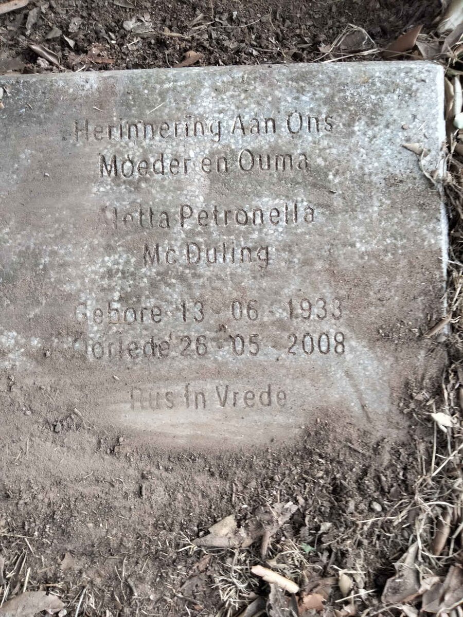 MCDULING Aletta Petronella 1933-2008