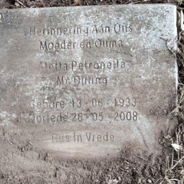 MCDULING Aletta Petronella 1933-2008