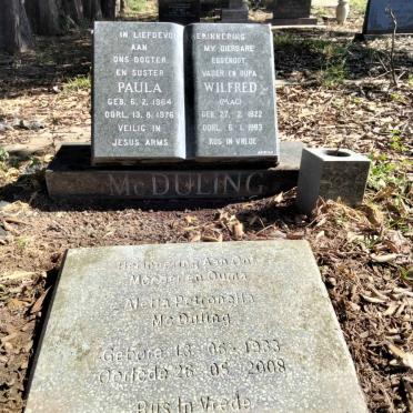 MCDULING Wilfred 1922-1993 :: MCDULING Aletta Petronella 1933-2008 :: MCDULING Paula 1964-1976