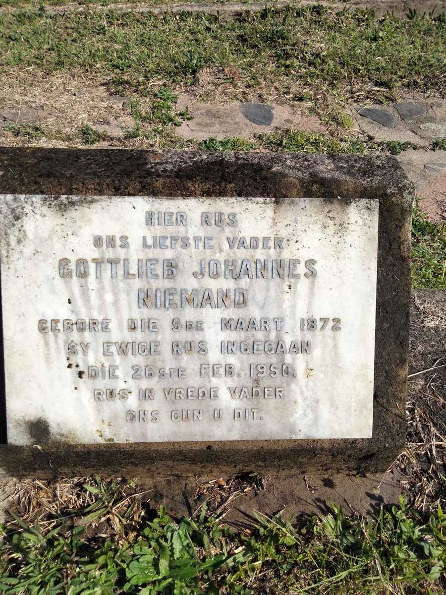 NIEMAND Gottlieb Johannes 1872-1950