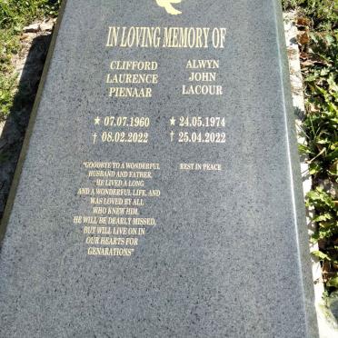 PIENAAR Clifford Laurence 1960-2022 :: LACOUR Alwyn John 1974-2022