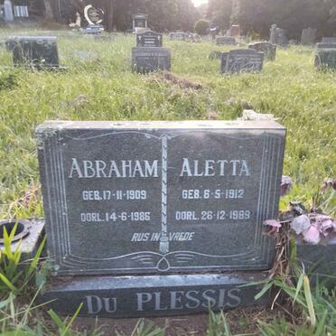 PLESSIS Abraham, du 1909-1986 & Aletta 1912-1989