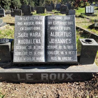 ROUX Albertus Johannes, le 1910-1977 &amp; Sara Maria Magdalena 1913-2001