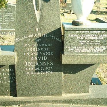 RENSBURG David Johannes, Jansen van 1927-1974 &amp; Anna Jacomina 1925-2004 