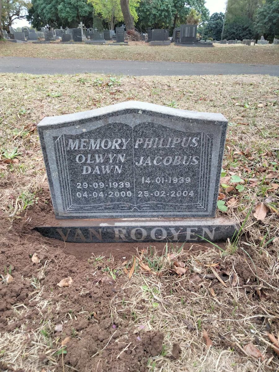 ROOYEN Philipus Jacobus, van 1939-2004 &amp; Memory Olwyn Dawn 1939-2000