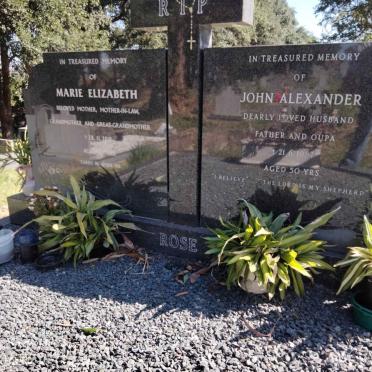 ROSE John Alexander -1982 &amp; Marie Elizabeth -2019