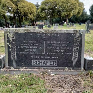 SCHAFER Heinrich Wilhelm Eduard 1889-1963 &amp; Dorothea Henriette Mathilda REDINGER 1889-1974