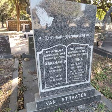 STRAATEN Abraham S., van 1917-1988 &amp; Verna 1922-2006