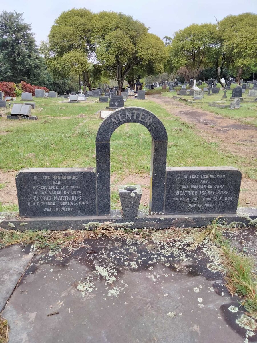 VENTER Petrus Marthinus 1906-1968 &amp; Beatrice Isabel Rose 1910-1984