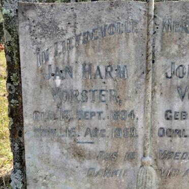 VORSTER Jan Harm 1894-1959 &amp; Johanna M. 1894-1972