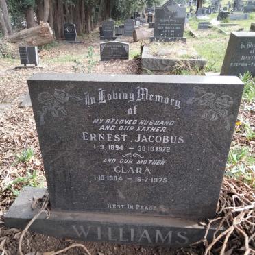 WILLIAMS Ernest Jacobus 1894-1972 &amp; Clara 1904-1975