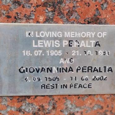 PERALTA Lewis 1905-1989 & Giovannina 1909-2002