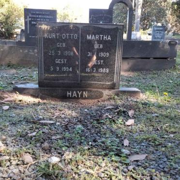 HAYN Kurt Otto 1908-1994 &amp; Martha 1909-1989