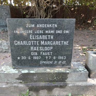 HAESLOOP Elisabeth Charlotte Margarethe nee FAUST 1907-1983