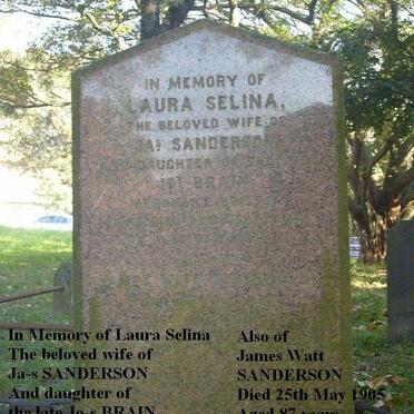 SANDERSON James Watt 1818-1905 &amp; Laura Selina 1813-1876