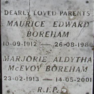 BOREHAM Maurice Edward 1912-1989 &amp; Marjorie Aldytha McEvoy 1913-2001