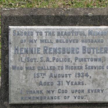 BUTLER Hennie Rensburg 1903-1934