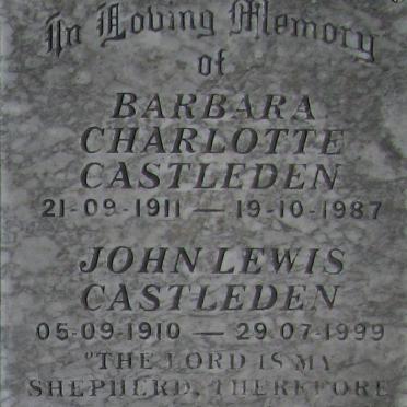 CASTLEDEN John Lewis 1910-1999 &amp; Barbara Charlotte 1911-1987