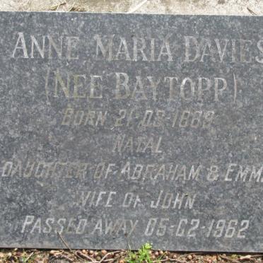 DAVIES Anne Maria nee BAYTOPP 1889-1962