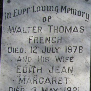 FRENCH Walter Thomas -1978 &amp; Edith Jean Margaret -1981