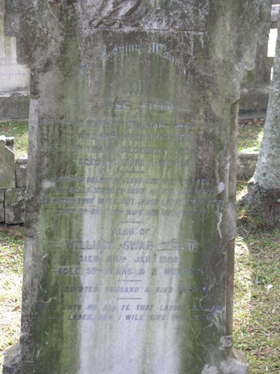 FIELD William Swan 1849-1908 &amp; Jane 1841-1904