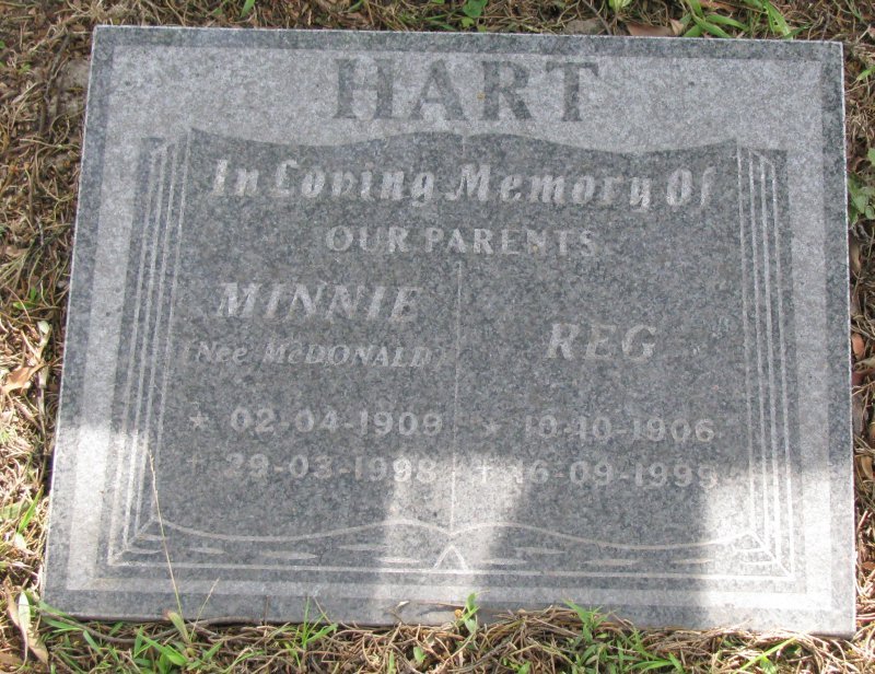 HART Reg 1906-1999 &amp; Minnie MCDONALD 1909-1998