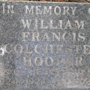 HOOPER William Francis Colchester 1924-1997