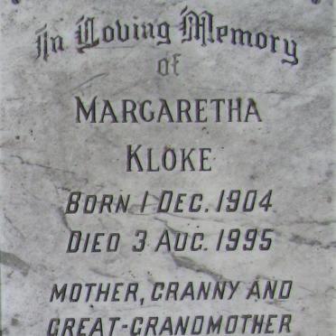 KLOKE Margaretha 1904-1995