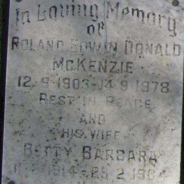 MCKENZIE Roland Edwin Donald 1903-1978 &amp; Betty Barbara 1914-1984