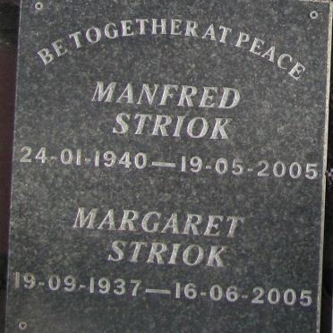 STRIOK Manfred 1940-2005 &amp; Margaret 1937-2005