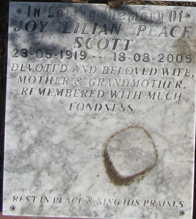 SCOTT Joy Lilian Peace 1919-2005