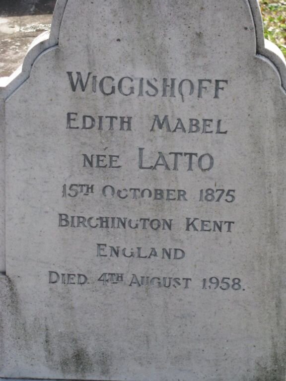 WIGGISHOFF Edith Mabel nee LATTO 1875-1958
