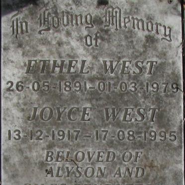 WEST Ethel 1891-1979 &amp; Joyce 1917-1995