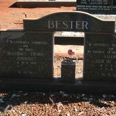 BESTER Marthinus Thomas Johannes 1949- &amp; Salomé DE JONGE 1960-1991