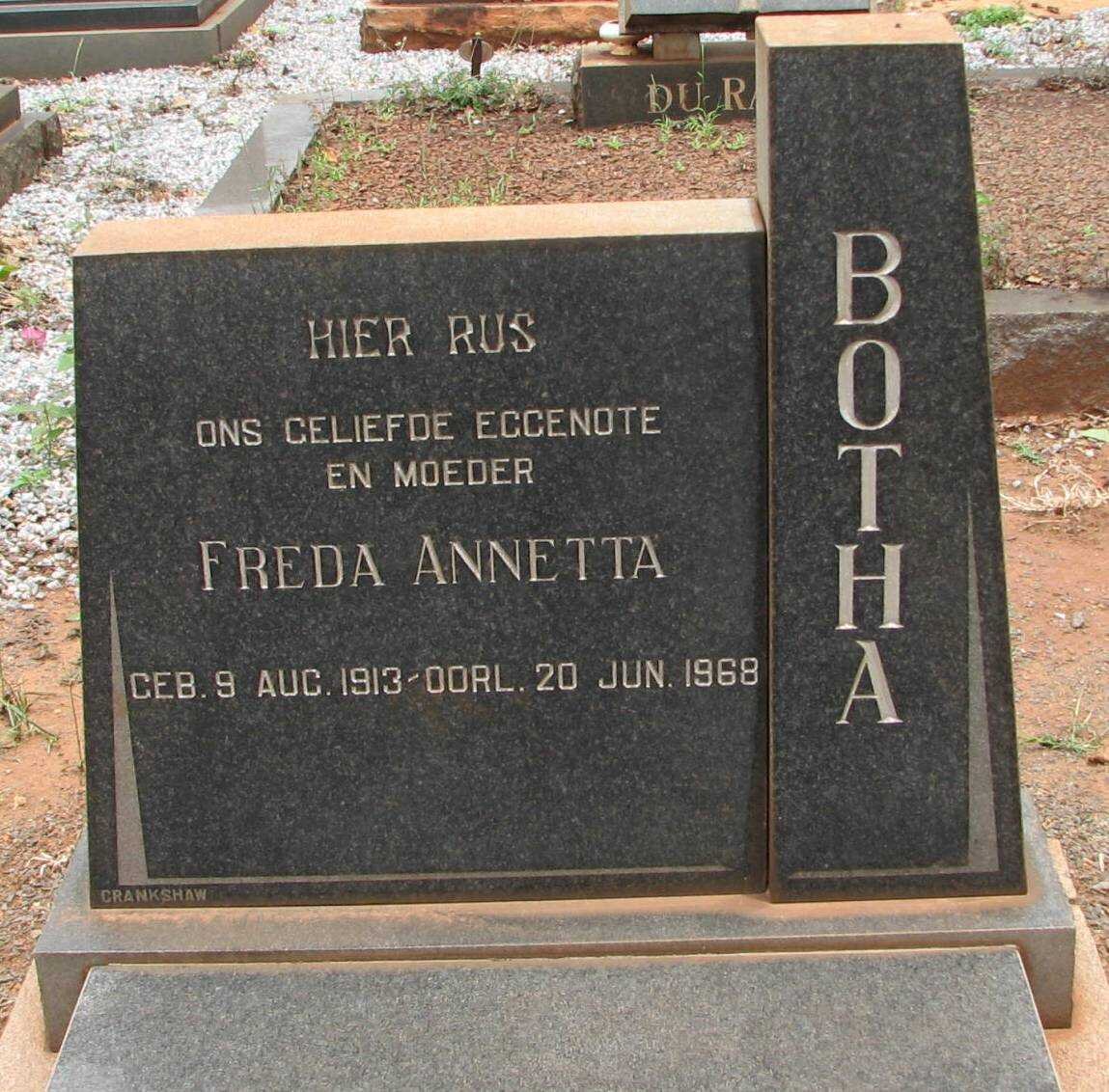 BOTHA Freda Anetta 1913-1968