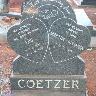 COETZER Lou 1922-1989 &amp; Martha Sussanna 1927-