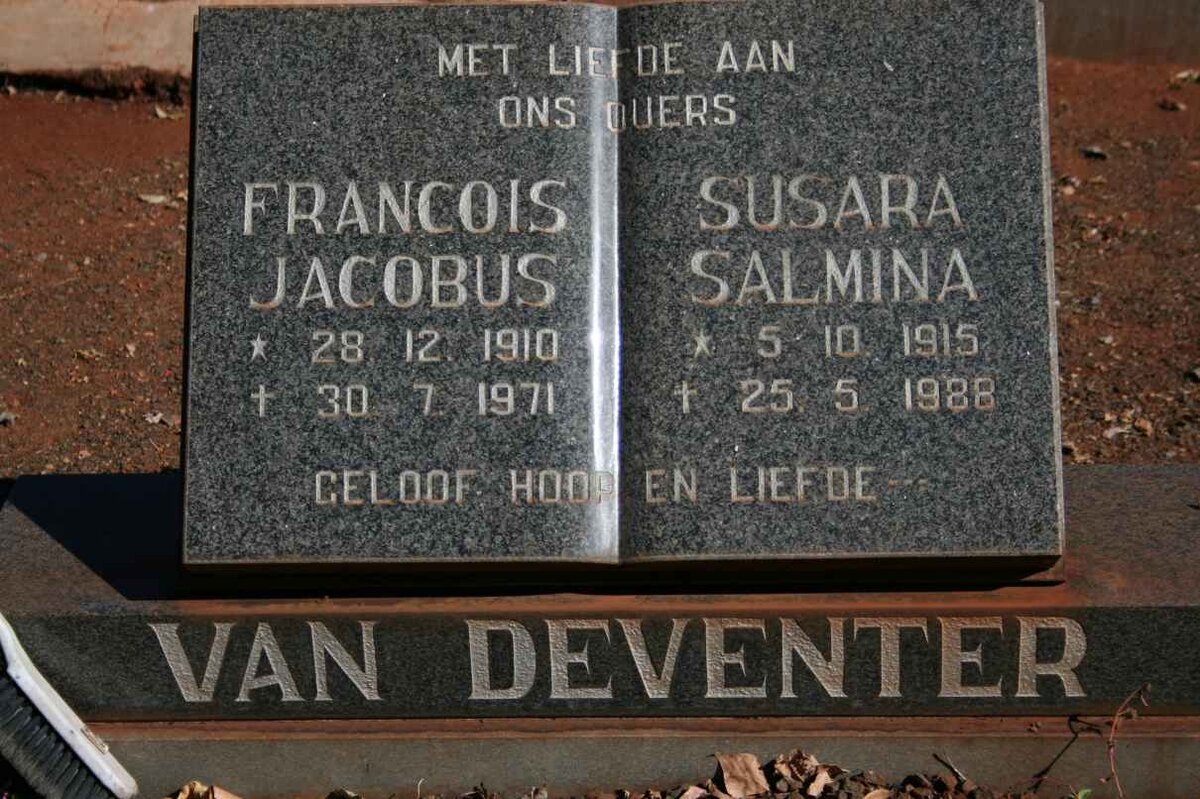 DEVENTER Francois Jacobus, van 1910-1971 &amp; Susara Salmina 1915-1988
