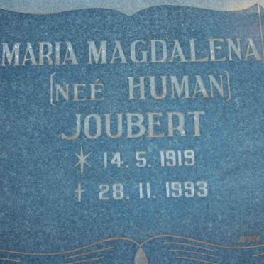 JOUBERT Maria Magdalena nee HUMAN 1919-1993