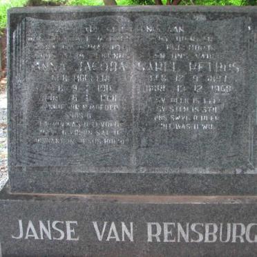 RENSBURG Sarel Petrus, Janse van 1897-1969 &amp; Anna Jacoba MOLLER 19??-19??