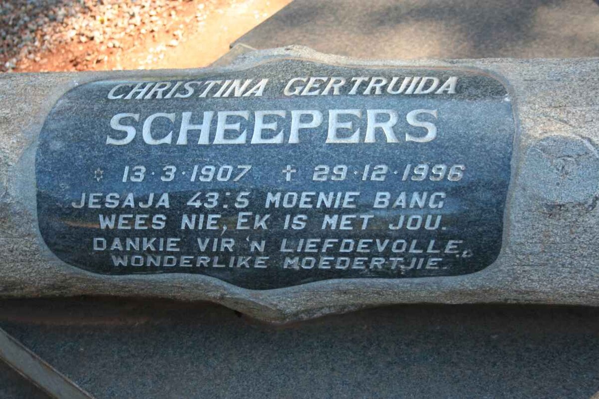 SCHEEPERS Christina Gertruida 1907-1996