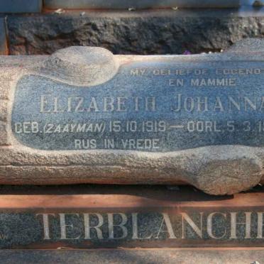 TERBLANCHE Elizabeth Johanna nee ZAAYMAN 1919-1966