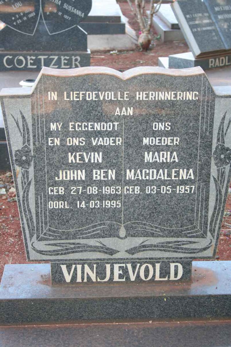 VINJEVOLD Kevin John Ben 1963-1995 &amp; Maria Magdalena 1957-