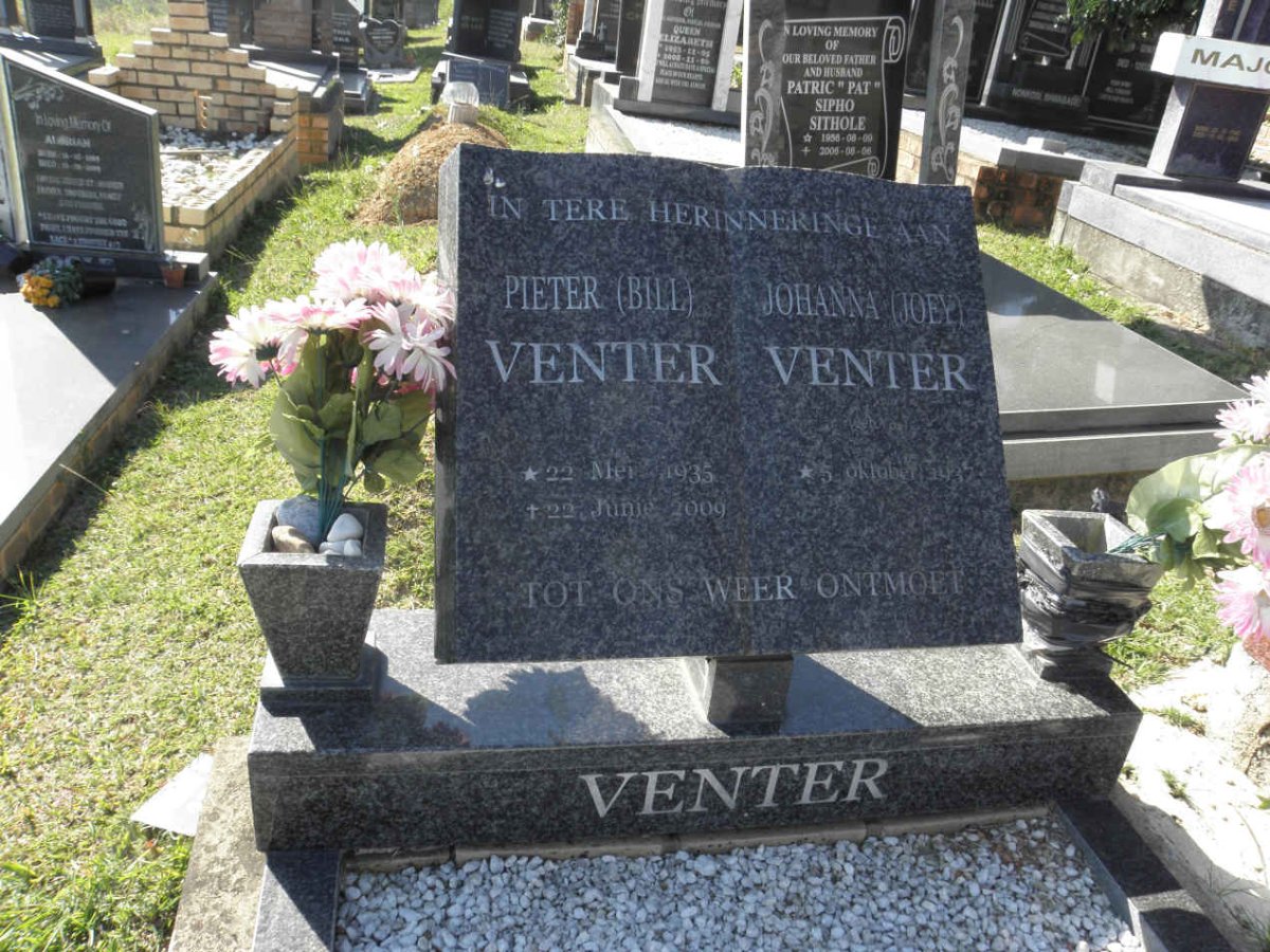 VENTER Pieter 1935-2009 &amp; Johanna 1937-