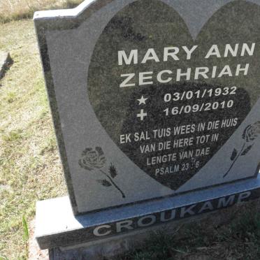CROUKAMP Mary Ann Zechria 1932-2010