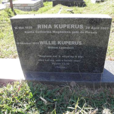 KUPERUS Willem Leendert 1932- &amp; Aletta Catharina Magdalena DU PLESSIS 1939-2007