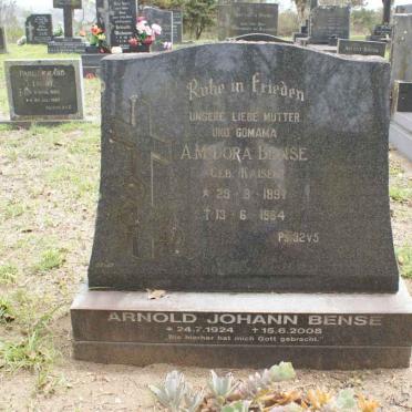 BENSE A.M. Dora nee KAISER 1897-1984 :: BENSE Arnold Johann 1924-2008