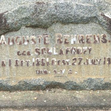 BEHRENS Auguste nee SCHLAPHOFF 1861-1925