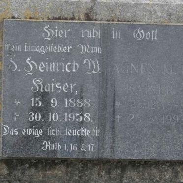 KAISER J.Heinrich W. 1888-1955 &amp; Agnes M.H. 1899-1993