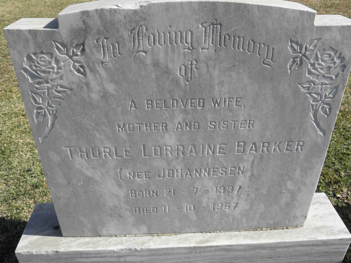 BARKER Thurle Lorraine nee JOHANNESEN 1937-1967