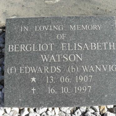 WATSON Bergliot Elisabeth formerly EDWARDS nee WANVIG 1907-1997